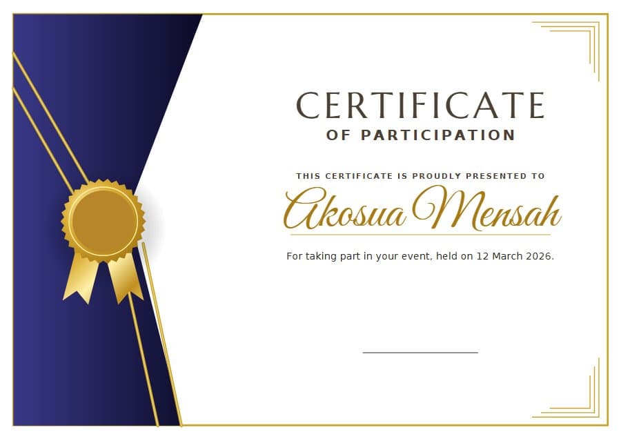 Navy Panel certificate design